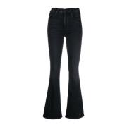 Mother Blå Flare Slim Fit Jeans Blue, Dam