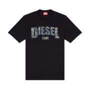 Diesel Svart T-shirt med logotyptryck Black, Herr