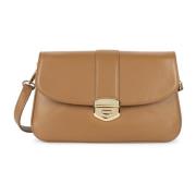 Lancaster Dubbel Flap Clutch Väska med Spänne Brown, Dam