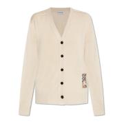 Burberry Ull kofta med logopatch Beige, Dam