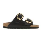 Birkenstock Brun Läder Big Buckle Tofflor Brown, Dam