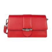 Lancaster Klaff Crossbody Väska med Metallspänne Red, Dam