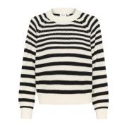 Saint Tropez Randig Pullover Tröja Svart Black, Dam