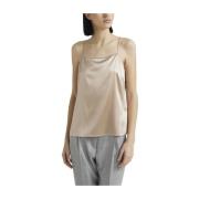 Peserico Blank silkesatin topp med band Pink, Dam