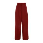 Stella McCartney Röd Ull Wide-Leg Ruby Byxa Red, Dam