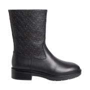 Calvin Klein Svarta Ankelboots Mono Mix Stil Black, Dam