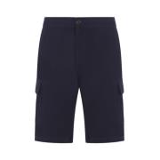 Brunello Cucinelli Blå Cargo Shorts Jersey Bomull Blue, Herr