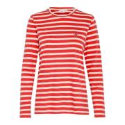 Saint Tropez Broderad Långärmad T-shirt Flame Scarlet Red, Dam