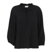 Kaffe Feminin Blus med ¾ Ärmar Black, Dam