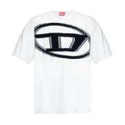 Diesel Svart Bomull T-shirt med Logotyp Applikation White, Herr