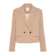 Saint Tropez Elegant Blazer Jacka med Fina Knappar Brown, Dam