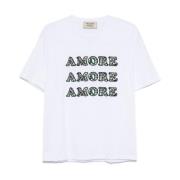 Alessandro Enriquez Vit Bomull Jersey Text Broderad T-shirt White, Dam