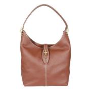 Fay Brun Hammrad Läder Hobo Väska Brown, Dam