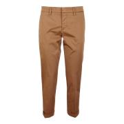 Fay Vit Stretch Bomull Capri Byxor Brown, Dam