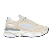 Premiata Vita lädersneakers med glitterdetaljer Beige, Dam