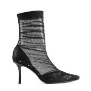 Jimmy Choo Svarta ankelboots med rökdetalj Black, Dam