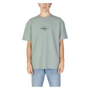 Calvin Klein Jeans Grön Tryckt T-shirt Kort Ärm Green, Herr