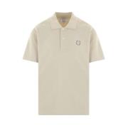 Maison Kitsuné Grön Polotröja med Räv Patch Beige, Herr