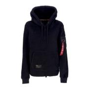 Alpha Industries Svart Sherpa-hoodie med dragkedjeficka Black, Dam