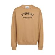 Iceberg Sweatshirt med rund hals och logotyp Brown, Herr