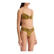 Christopher Esber Ruched Orbit Bikini Top Green, Dam