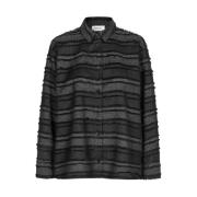 Modström Svart fransad polyester-skjorta Black, Dam