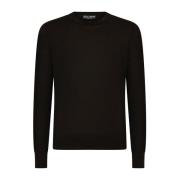 Dolce & Gabbana Svarta Lätta Crewneck Tröjor Black, Herr