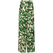 Dries Van Noten Abstrakt Penseldrag Bred Ben Byxor Green, Dam