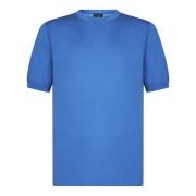 Kiton Blå Bomull Crewneck T-shirt Tillverkad i Italien Blue, Herr