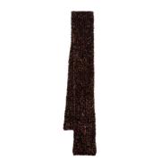 Dries Van Noten Metallic Skinny Tassel Scarf Brown, Dam