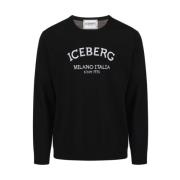 Iceberg Tröja med rund hals och logotyp Black, Herr