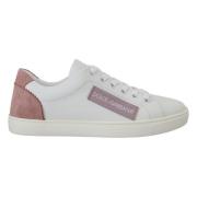 Dolce & Gabbana Vit-Rosa Läder Låg-Top Sneakers White, Dam