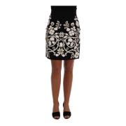 Dolce & Gabbana Svart Kristallblommig Barockkjol Black, Dam