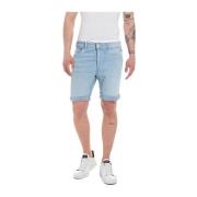 Replay Blå Bomull Bermuda Shorts med Elastan Blue, Herr