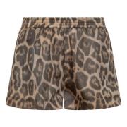 Stella McCartney Leopardmönstrade Dragsko Shorts Brun Brown, Dam