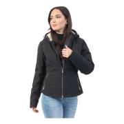 YES ZEE Svart Softshell Huva Jacka Black, Dam