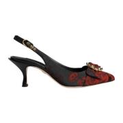 Dolce & Gabbana Blommig Slingback Pumps Svart Kristall Häl Multicolor,...