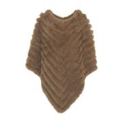 Blugirl Brun Faux Fur Poncho Aw24 Brown, Dam