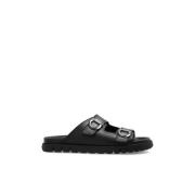 Salvatore Ferragamo Läder slides Colly Black, Herr