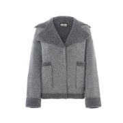 Windsor Oversize Stickad Shearling Jacka Gray, Dam