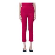 Issey Miyake Elastisk Midja Veckad Tapered Byxor Red, Dam