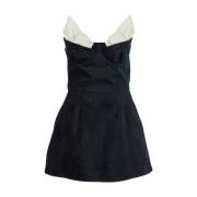 Shushu/Tong Svart Bustier-Stil Klänning med Veckade Detaljer Black, Da...