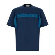 Lanvin Avslappnad Bomull T-shirt för Män Blue, Herr