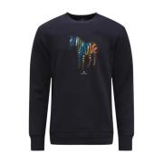 Paul Smith Zebra Print Navy Sweatshirt 100% Bomull Blue, Herr