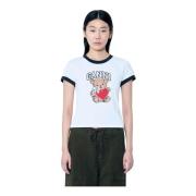 Ganni Grafiskt Tryck Bear Jersey T-Shirt Gray, Dam