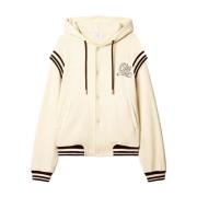 Off White Varsity Hoodie Kräm Randig Logotyp Beige, Herr