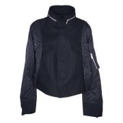 Sacai Svart Ull Melton Nylon Twill Jacka Black, Dam