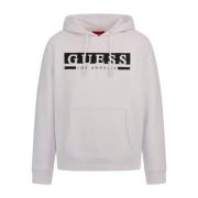 Guess Logotyptryckt bomulls-huvtröja White, Herr