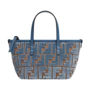 Fendi Klarblå Jacquard Velvet Väska Blue, Dam