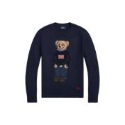 Polo Ralph Lauren Jacquard Polo Bear Sweater Blue, Dam